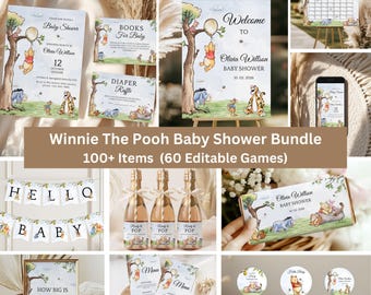 Pacchetto per baby shower a tema Winnie the Pooh / Modelli classici di Winnie the Pooh / Un piccolo tesoro in arrivo / Canva