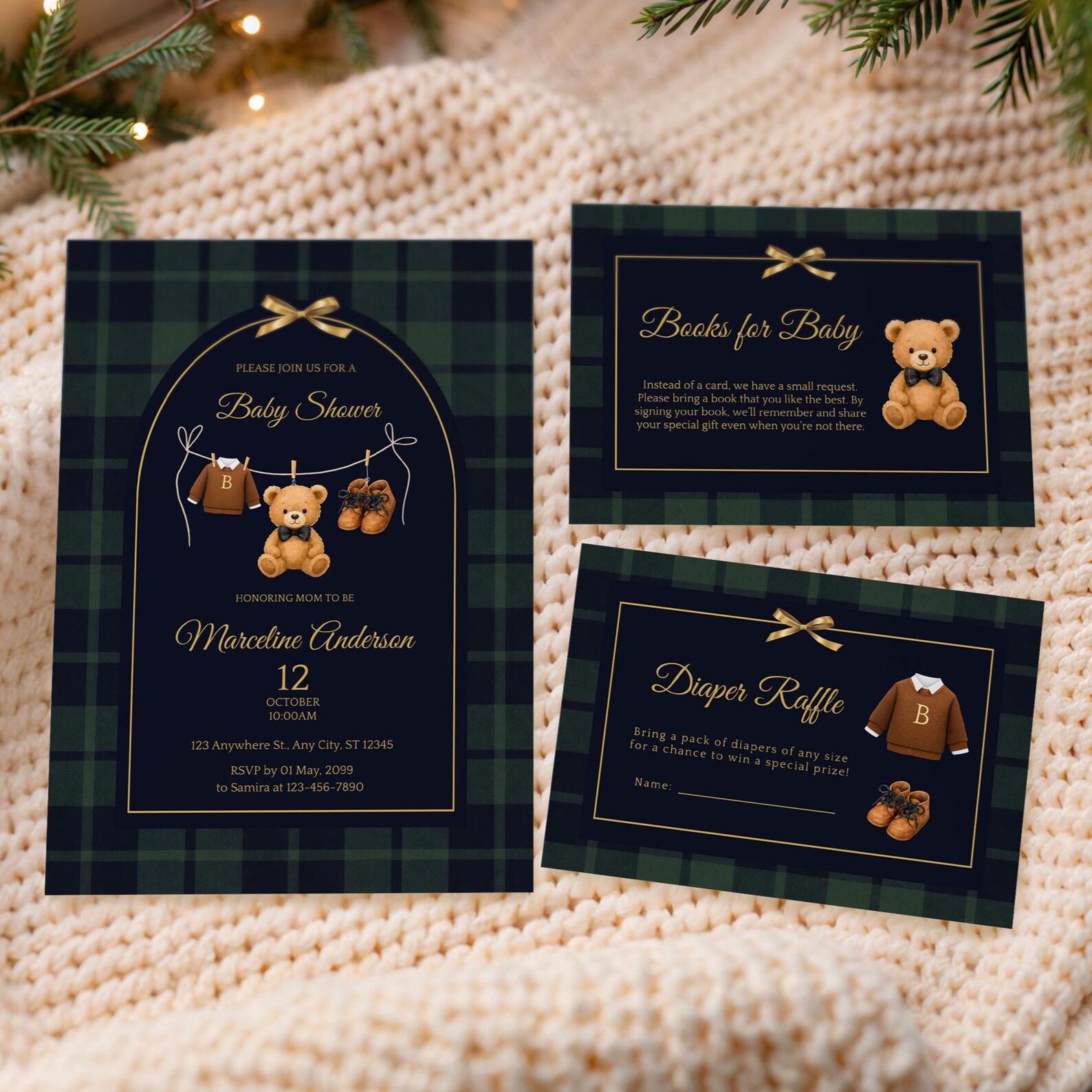 Editable Luxury Polo Teddy Bear Baby Shower| Ralph Lauren Baby Shower ...