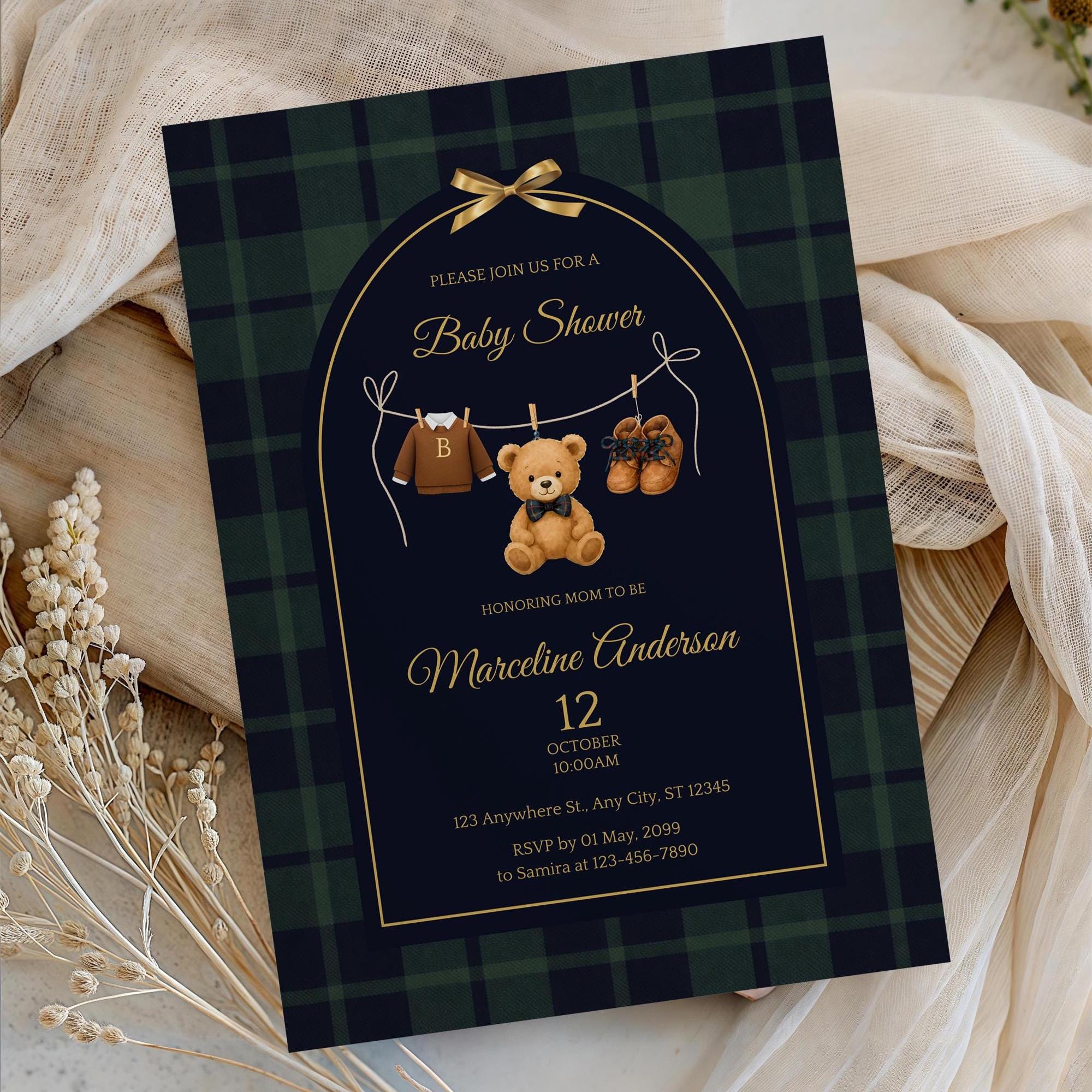 Editable Luxury Polo Teddy Bear Baby Shower| Ralph Lauren Baby Shower ...