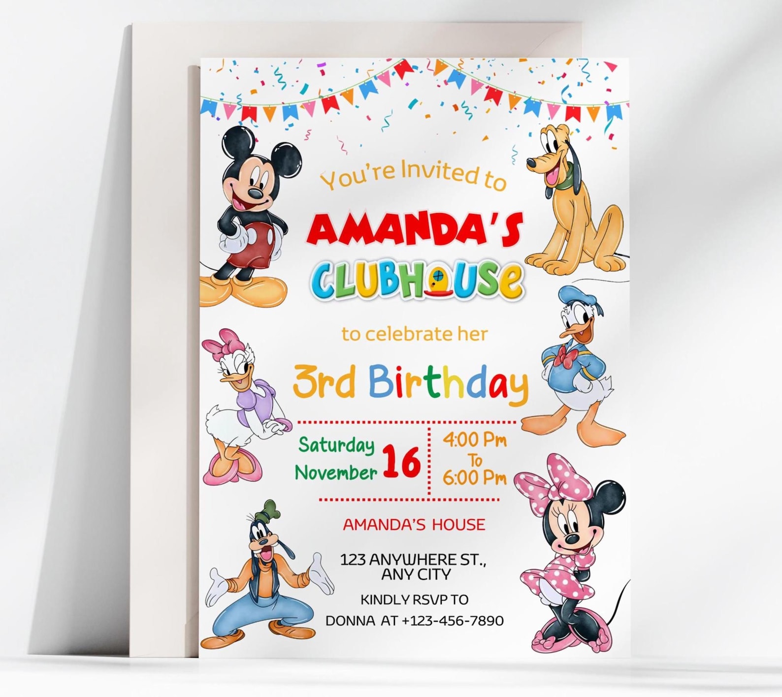 Mickey Mouse Clubhouse Birthday Invitation | Editable Canva Template ...