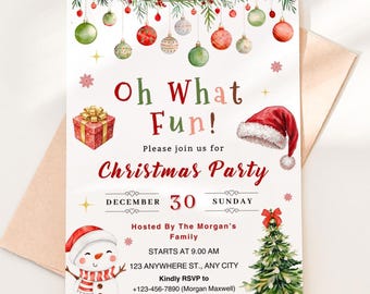 Watercolor Christmas Party Invitation | Editable Holiday Template (Canva)