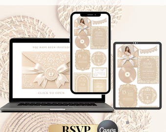 Editable Neutral Cielito Lindo Rsvp Website Invitation| Mexican Baby Shower Website Template| Canva Invitation