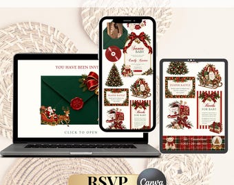 Editable Santa Baby Shower Rsvp Website Invitation| Christmas Website Invite| Santa Baby Shower Template| Canva