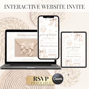 Heaven Sent Baby Shower Website Invitation | Interactive Canva RSVP Template (Digital Download)