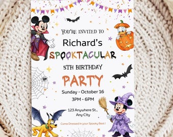 Mickey Mouse Halloween Birthday Invitation | Spooktacular Canva Template (Digital Download)