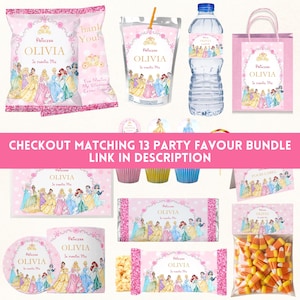 Bewerkbare prinsesverjaardagsuitnodiging| Sjabloon prinsessenverjaardag| Prinsessenthemafeest| Prinsessuitnodiging| Prinsescanvasjabloon afbeelding 2