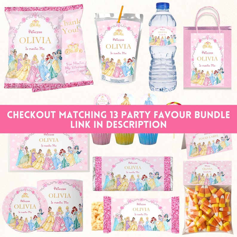 Bewerkbare prinsesverjaardagsuitnodiging| Sjabloon prinsessenverjaardag| Prinsessenthemafeest| Prinsessuitnodiging| Prinsescanvasjabloon afbeelding 2