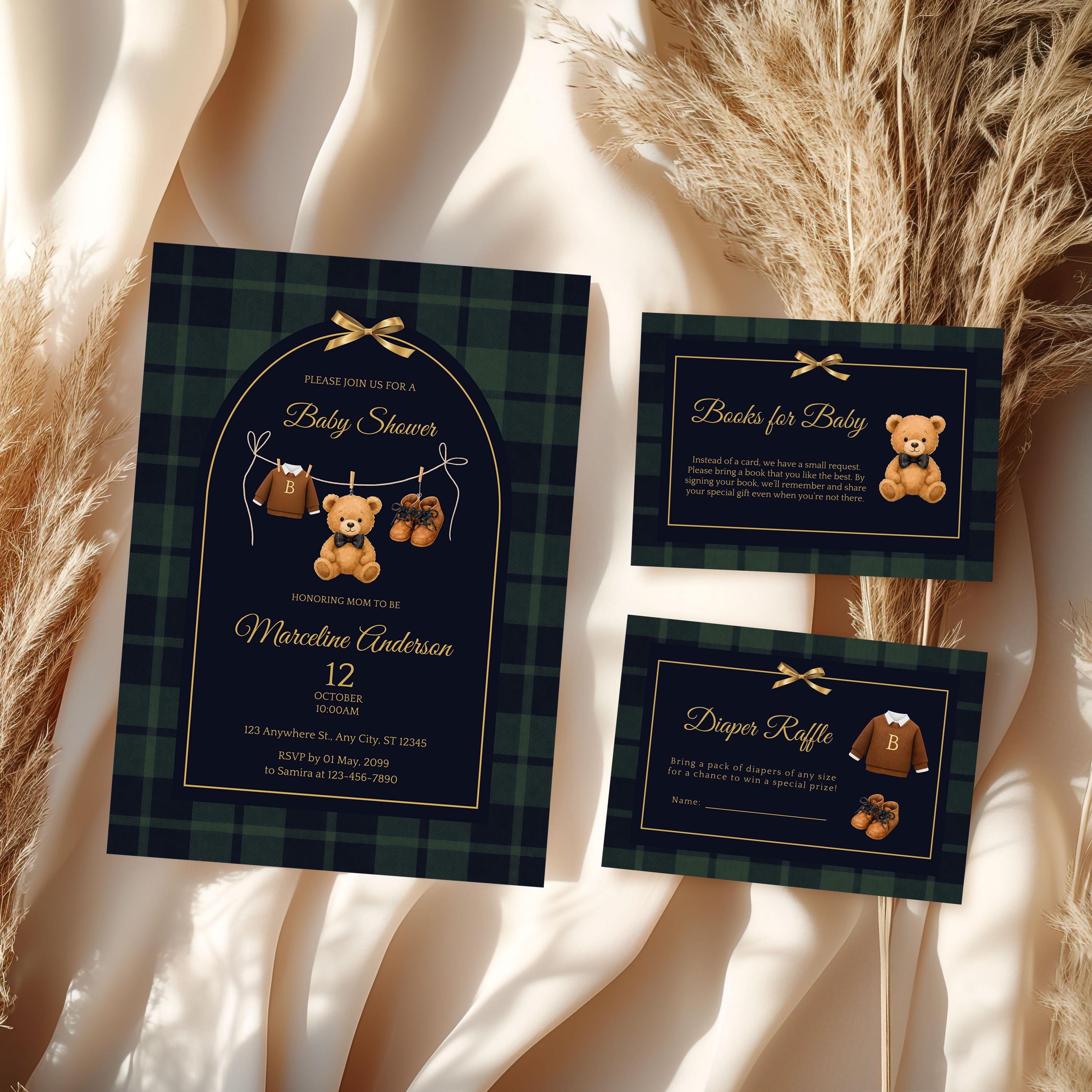 Editable Luxury Polo Teddy Bear Baby Shower| Ralph Lauren Baby Shower ...