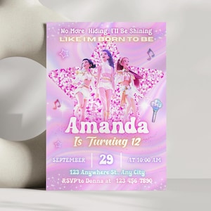 Editable KPOP Demon Hunters Birthday Invitation| KPOP Demon Hunter Invite| KPOP Anime Invitation| Kids Birthday| Kpop Theme| Canva Template
