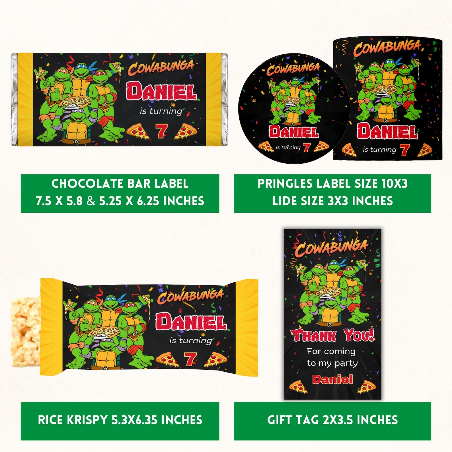 Fake Ninja Rurtle Label Editable Ninja Turtle Party Favors Bundle| 13 Pieces Party Favor Items ...