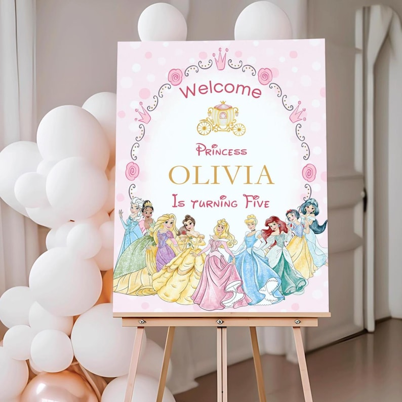 Welcome Princesses Editable Princess Welcome Sign| Princess Birthday Sign| Princess Theme ...