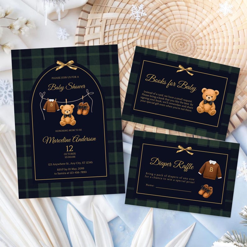 Editable Luxury Polo Teddy Bear Baby Shower| Ralph Lauren Baby Shower ...