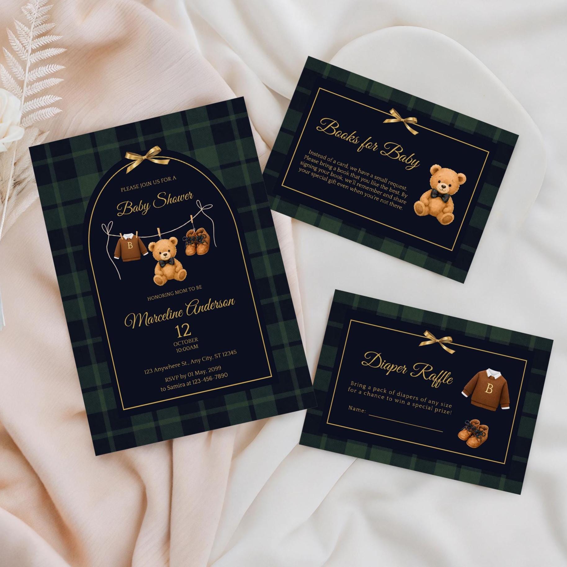 Editable Luxury Polo Teddy Bear Baby Shower| Ralph Lauren Baby Shower ...