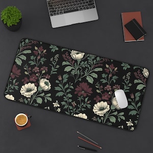 Elegant Floral Desk Mat | Vintage Style Mouse Pad, Home Office Decor, Gift for Her, Floral Desk Accessories, Computer Mat