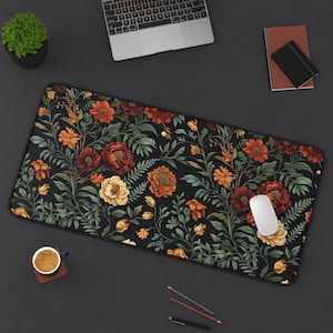 Floral Desk Mat - Elegant Home Office Decor, Mouse Pad, Desk Accessories, Gift for Her, Vintage Floral Design