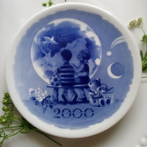 Royal Copenhagen Millennium Mini Plate 2000 • Danish Blue & White Porcelain • Vintage Collector Wall Plate Denmark
