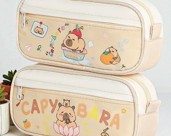 Capybara Pencil Case – Cute Kawaii Double Zipper Stationery Pouch, Large Capacity School Supplies Organizer for Kids, Teens & Animal Lovers