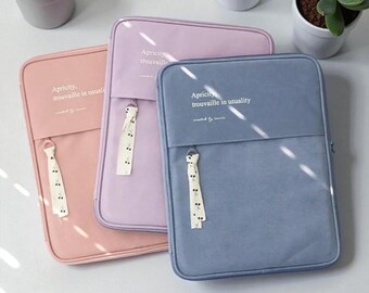 Cotton Laptop Sleeve 13" – Cute iPad Pro 12.9 & MacBook Air/Pro 13 Case, Soft Tablet Cover, Zipper iPad Laptop Pouch for Work and School