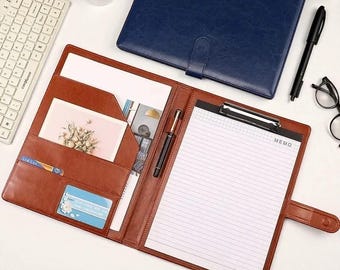 Professional Faux Leather Padfolio – A4 Portfolio Binder with Clipboard, Document Organizer for Office, Interviews & Resume Storage