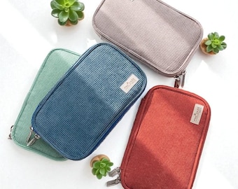 KOKUYO Corduroy Pencil Case | Multi-Functional Pen and Stationery Organizer Pouch | Travel, School, Makeup and Art Supply Storage Bag