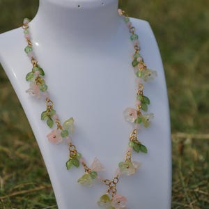 Handmade Glass Flower Fairy Necklace | Glass Beaded Necklace | Gift for Her Perfect necklace | delicate beaded glass necklace | unique Soft