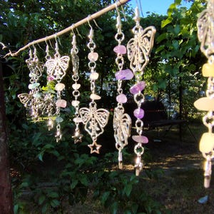 Asymmetrical Crystal Earrings | Unique Crystal Handmade Earrings | Delicate Soft Earrings | Butterfly Gift for Her | Whimsical Fairy Earring