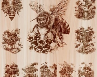 10 Beekeeper Wood Sign PNG Files | Beekeeping Laser Engraving Bundle | Honey Bee Farm Decor
