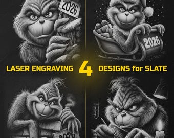 Christmas Laser Engraving PNG Bundle - Slate Coasters Designs Digital Download for Glowforge & LightBurn, Commercial Use Too