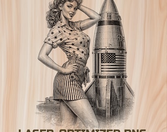 America 250 PinUp girls Years Laser Engraving File – Patriotic Aviation Wood Burning Design (Digital Download)