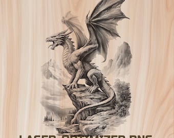 Dragon Dark Fantasy Laser Wood Engraving File -Digital Download for Glowforge & XTool, Commercial Use