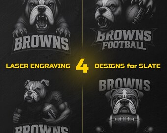 Cleveland  Football Mascot Laser Engraving Files - Slate Coaster PNG Bundle, Digital Download | for Glowforge, LightBurn | Commercial Use