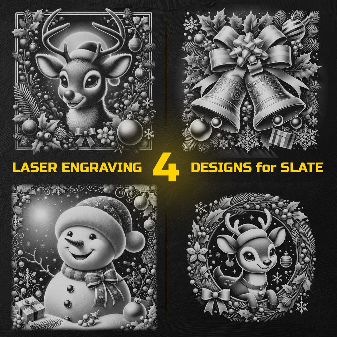 Christmas Laser Engraving PNG Bundle - Slate Coasters Designs Digital ...