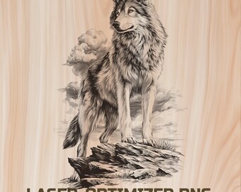 Wild Wolf Wood Laser Engraving File Digital Download - Holz Burning Design for Art, Charcuterie and Cutting Board, Commercial Use