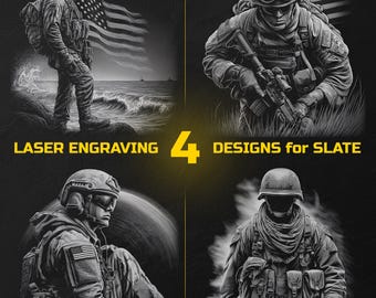 American military Laser Engraving PNG Bundle -Soldiers Slate Coasters Designs Digital Download for Glowforge & LightBurn, Commercial Use Too