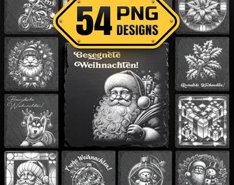 Weihnachten laserdatei Engraving PNG Bundle - ChristmasSlate Coasters Designs Digital Download for Glowforge & LightBurn, Commercial Use Too