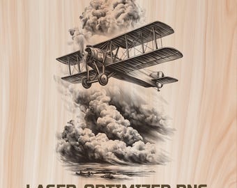 Vintage Plane Laser Engraving File – Aviation Wood Burning Design (Digital Download)