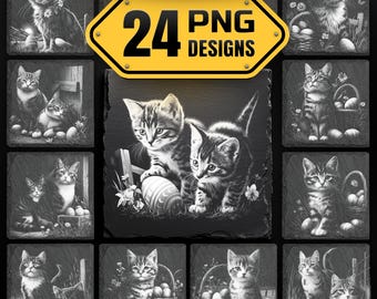 Funny Cats Slate Coaster Bundle | Pet Laser Engraving PNG Files | Cat Lover Gifts, Funny Cat Coasters