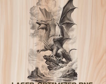 Dragon Dark Fantasy Laser Wood Engraving File -Digital Download for Glowforge & XTool, Commercial Use