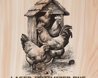 Farmer Life Laser Engraving File – Rustic Farm Animals Wood Burning Design (Digital Download)