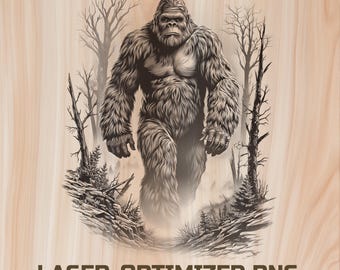 Bigfoot Wood Laser Engraving File Digital Download - Sasquach Holz Burning Design for Art, Charcuterie and Cutting Board, Commercial Use Too