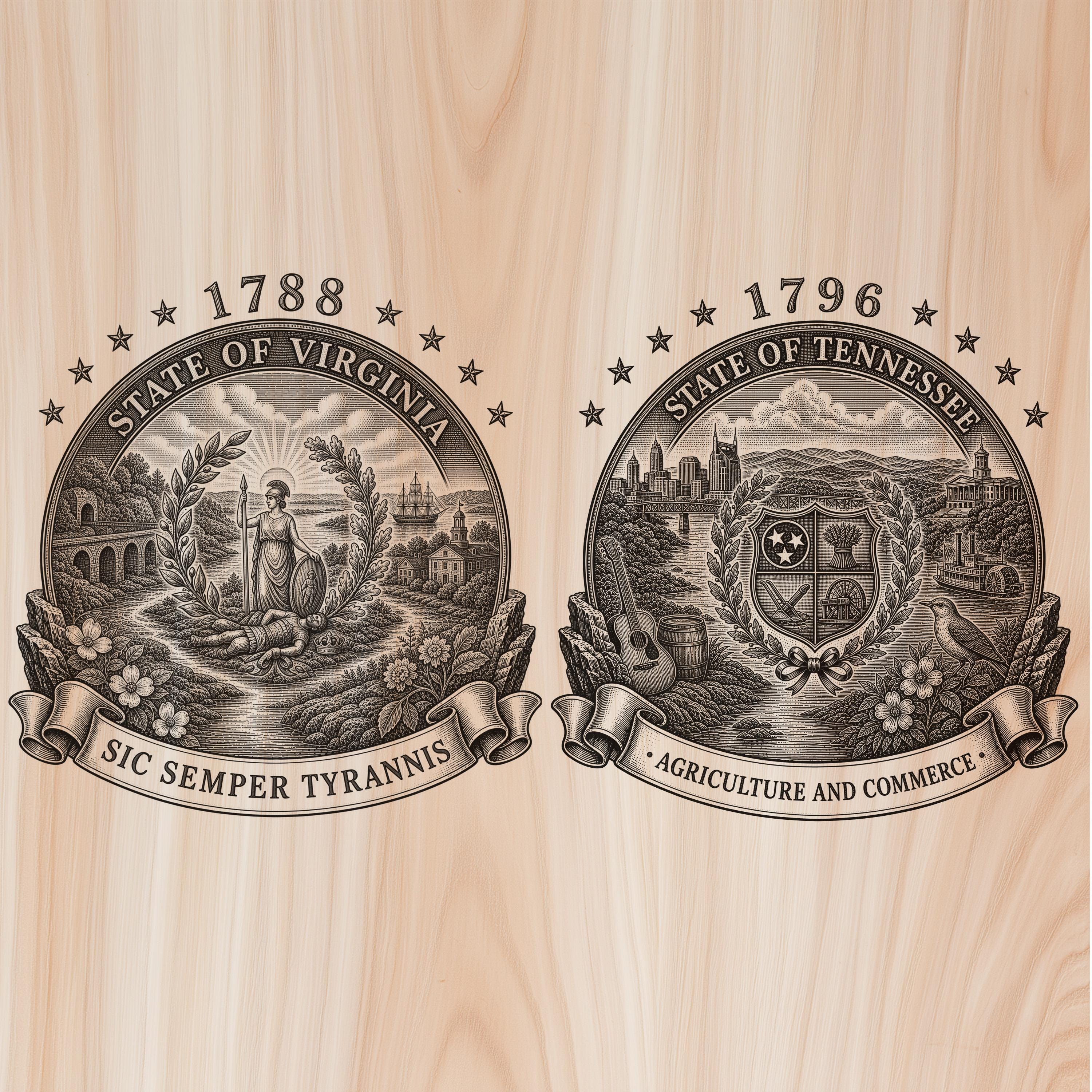 USA State Emblems Wood Laser Engraving Bundle - America Patriotic Wood ...