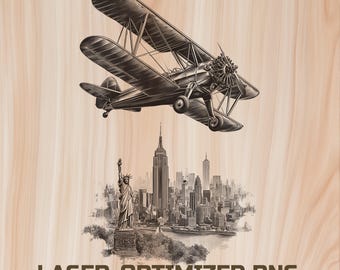Vintage plane Wood Laser Engraving File Digital Download - Aviation Holz Burning Design for Art, Cutting & charcuterie board, Commercial Use