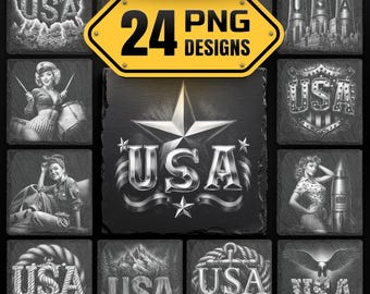 America, patriotic Laser Engraving PNG Bundle - USA Slate Coasters Designs Digital Download for Glowforge & LightBurn, Commercial Use