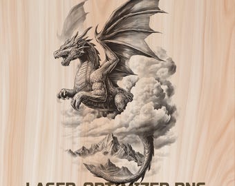 Dragon Dark Fantasy Laser Wood Engraving File -Digital Download for Glowforge & XTool, Commercial Use