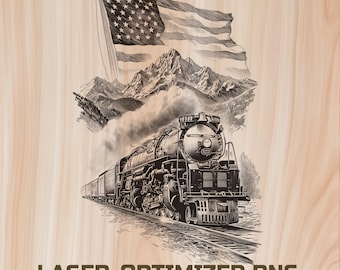 Retro Train Laser Engraving File – Vintage Railway Wood Burning Design (Digital Download)