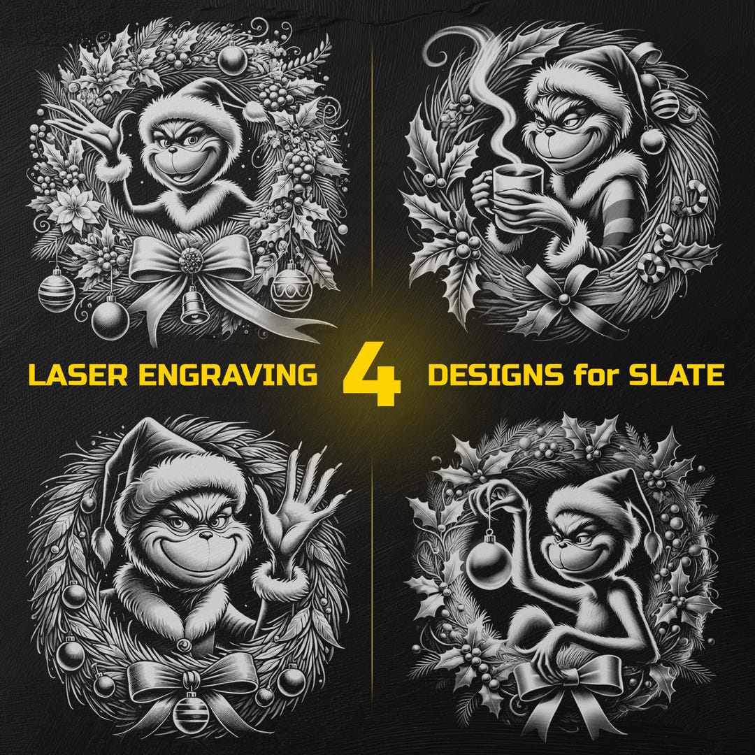 Christmas Laser Engraving PNG Bundle - Slate Coasters Designs Digital ...