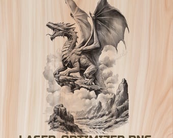 Dragon Dark Fantasy Laser Wood Engraving File -Digital Download for Glowforge & XTool, Commercial Use