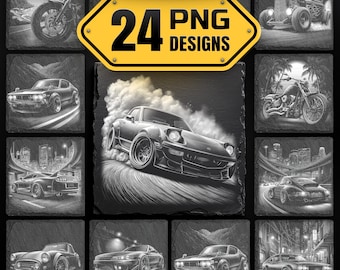 Classic Muscle Car Slate Coaster PNG Files | Vintage Automotive Laser Engraving Designs