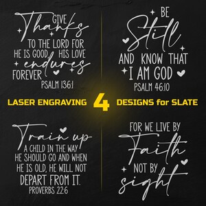 Christian Laser Engraving PNG Bundle -Biblical Quotes Slate Coasters Designs Digital Download for Glowforge & LightBurn, Commercial Use Too