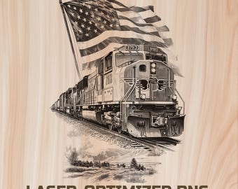 Retro Train Laser Engraving File – Vintage Railway Wood Burning Design (Digital Download)